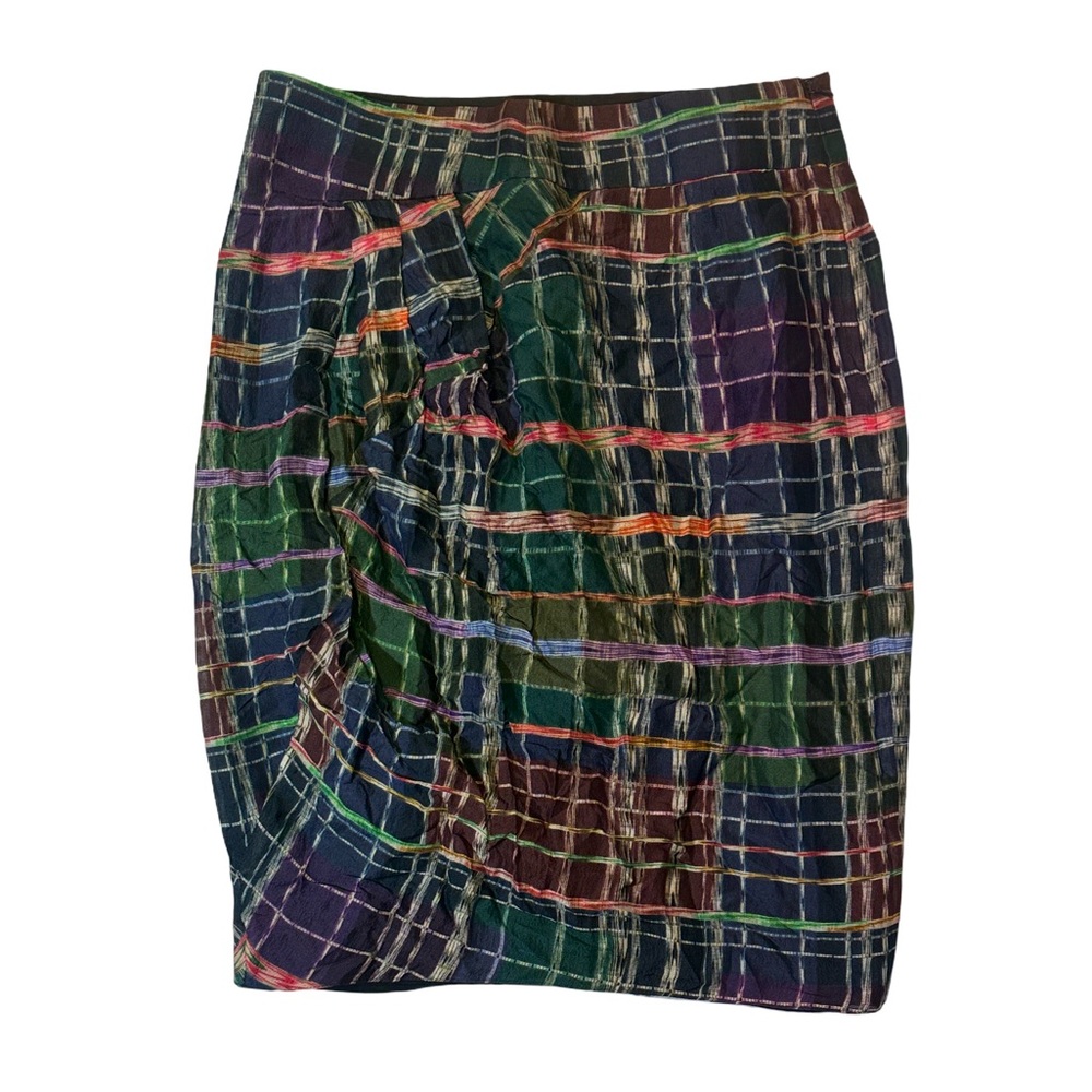Emporio Armani women’s 4 colorful plaid lightweight ruffled skirt EUC